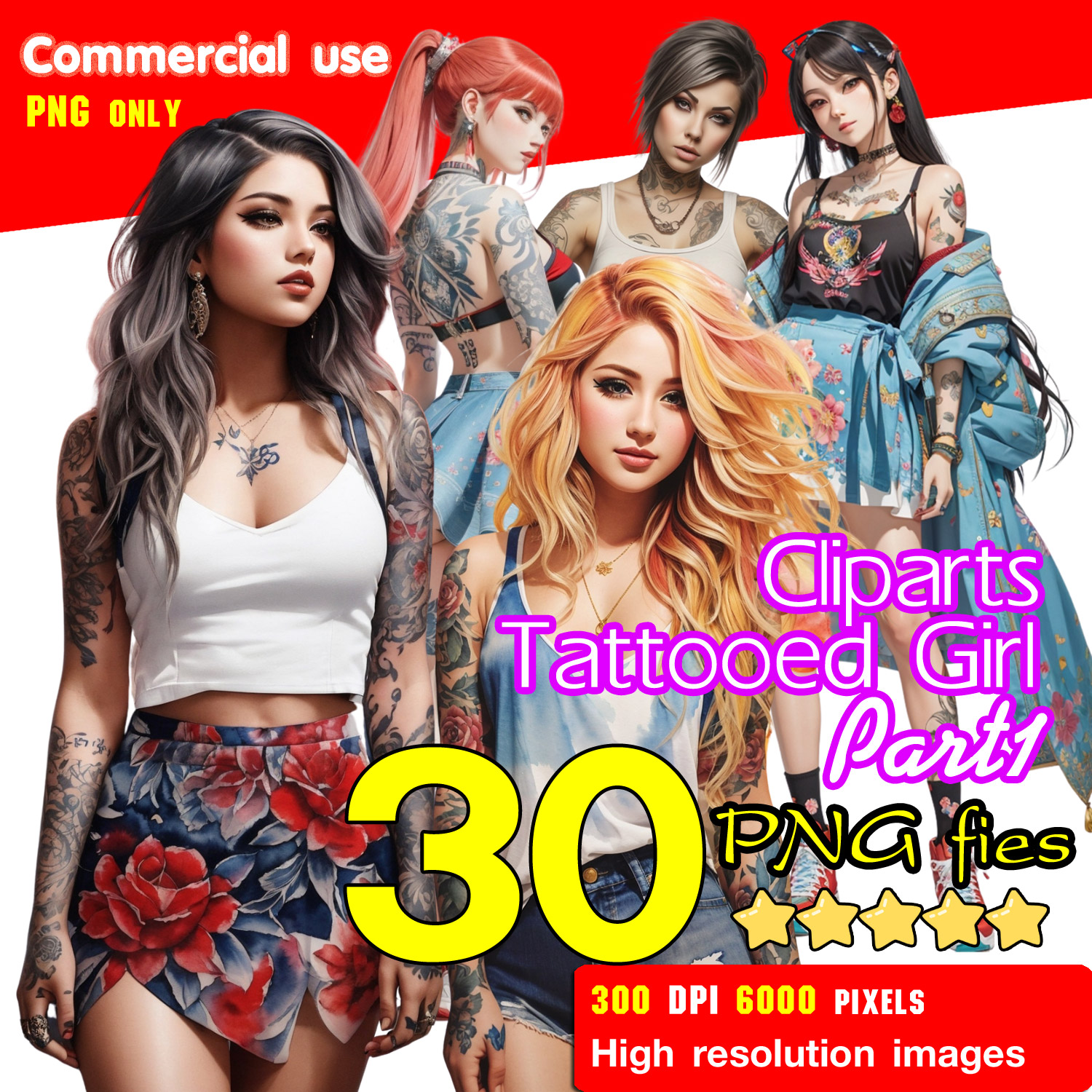 Tattooed Girl Clipart